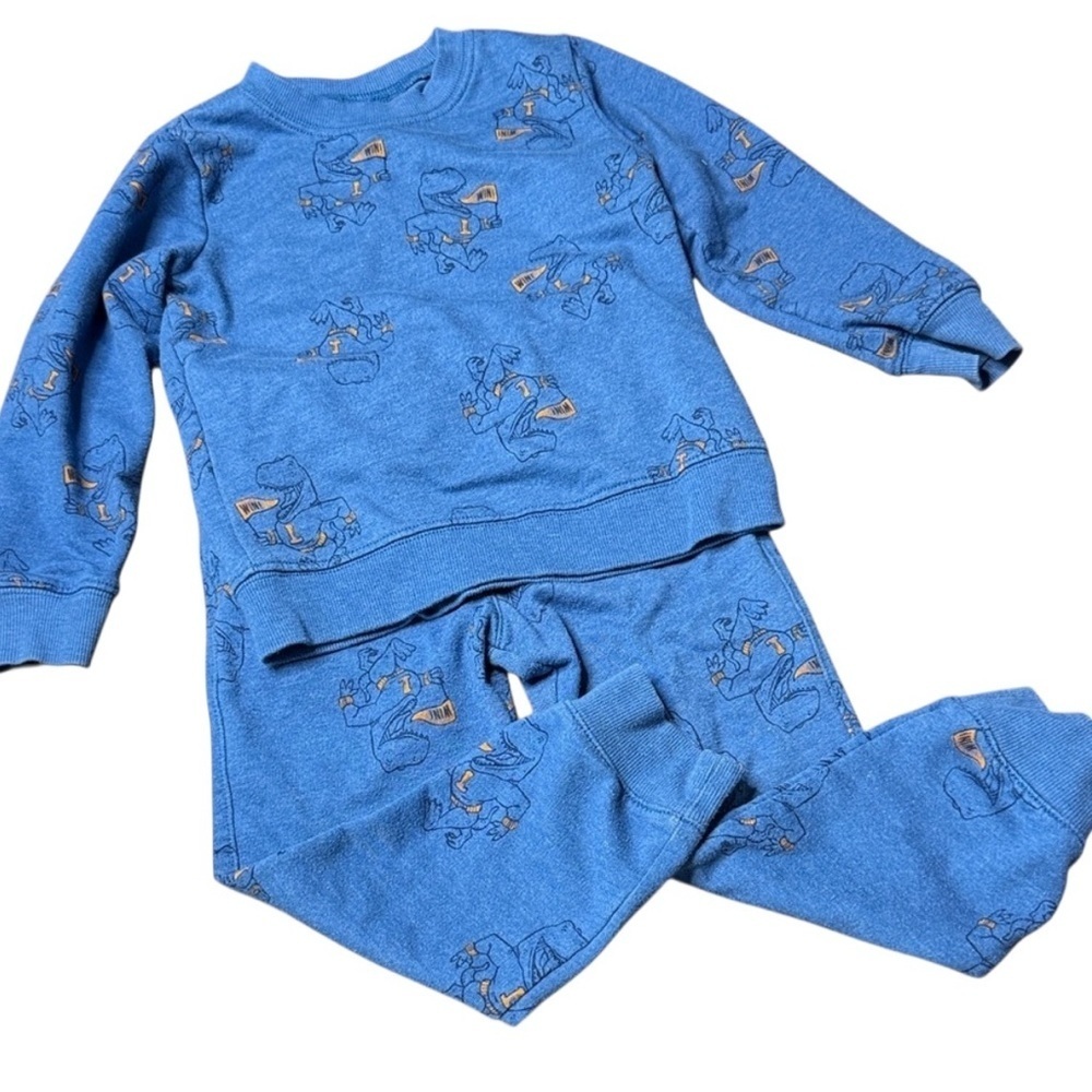 Blue Dinosaur Print Sweatshirt and Pants Set - Picture 1 of 8